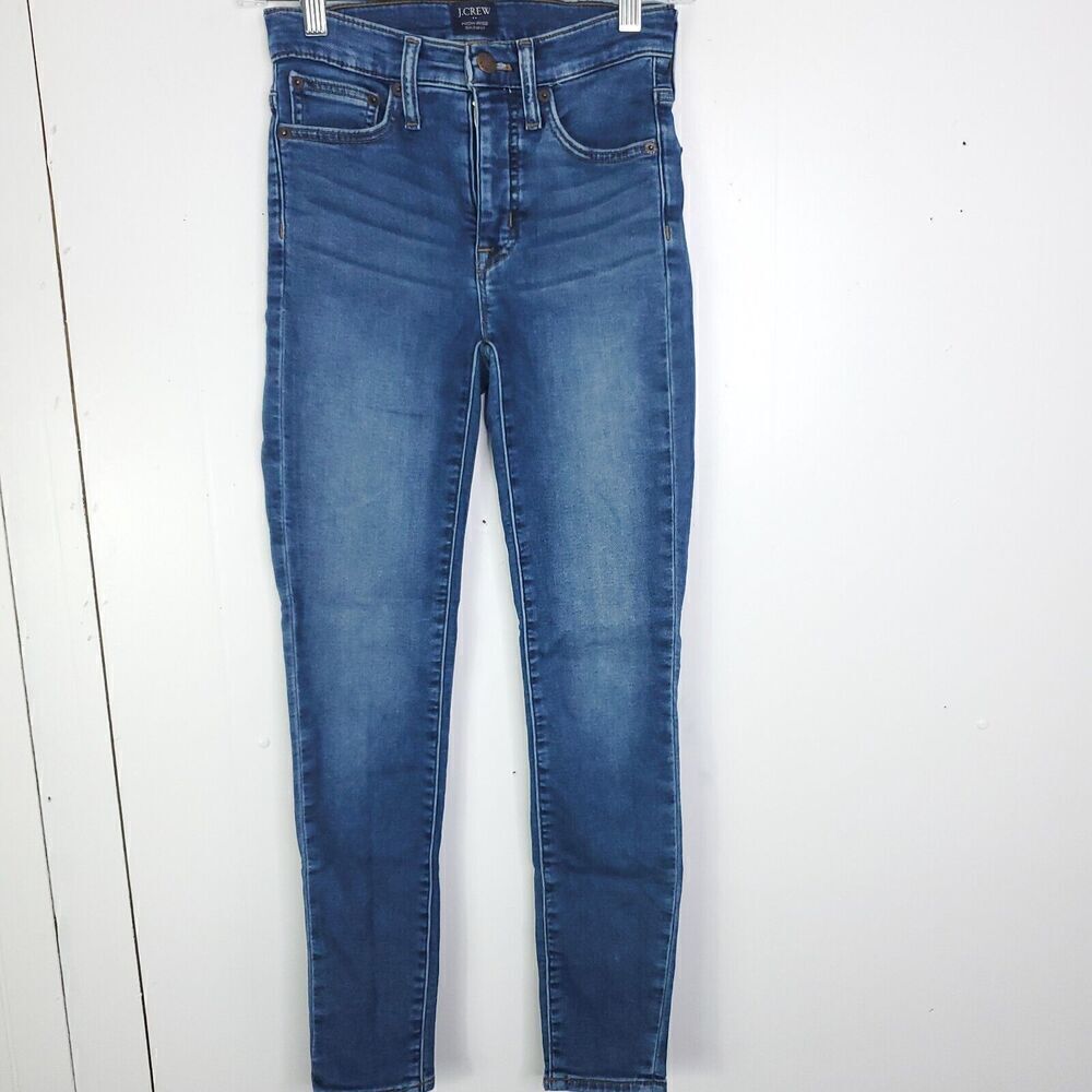 J Crew Jeans Womens 24 High Rise Skinny Medium Wash Ankle Stretch Modest Office
